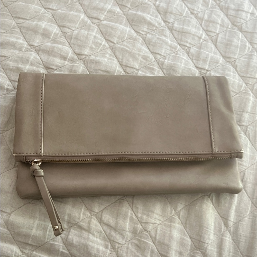 Chic Taupe Clutch with Wristlet